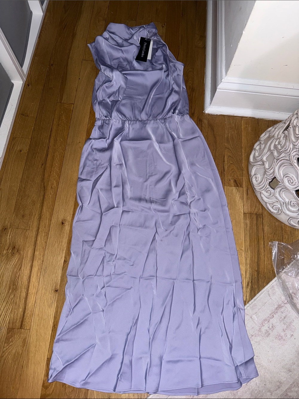 Lavender Satin Maxi Dress